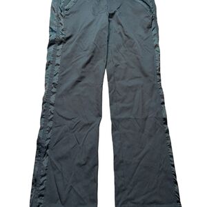 Wide Leg Black Track Pants with Side Stripe